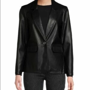 Faux leather blazer